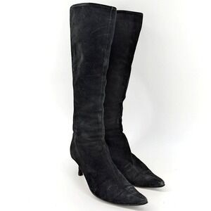 Jimmy Choo London Y2K Black Suede Knee-High Boots | Pointed Toe | Size 37